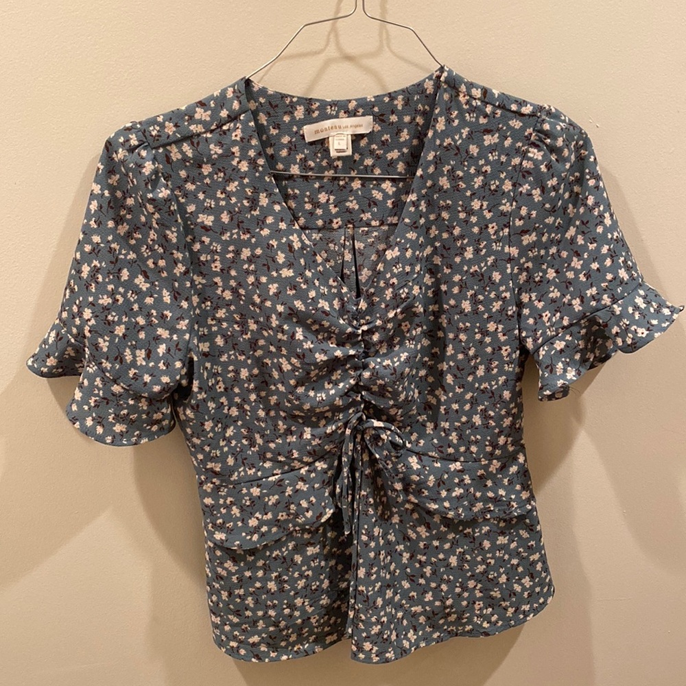 Monteau Cottage Core Floral Blouse